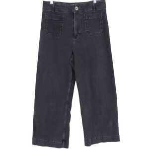 Anthropologie Pilcro The Skipper Wide Leg Crop Jeans Black Wash Denim Size 31